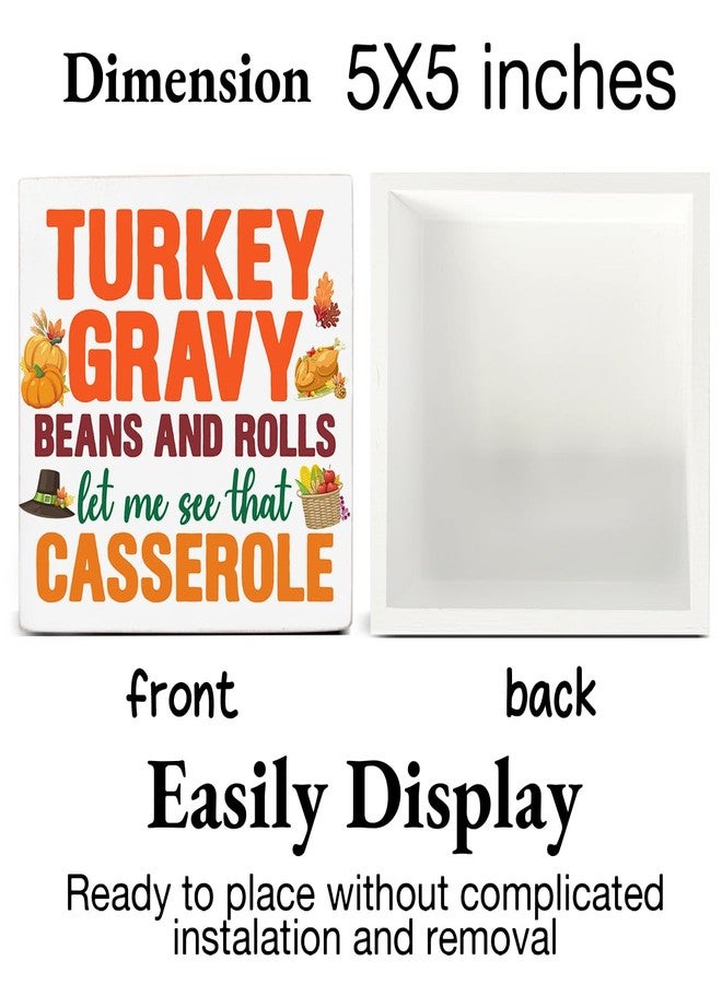 PIXCEOS Thanksgiving Decorations Funny Thanksgiving Decor Turkey Wooden Block Sign Home Indoor Decor 5 x 5 Inches - Image 2